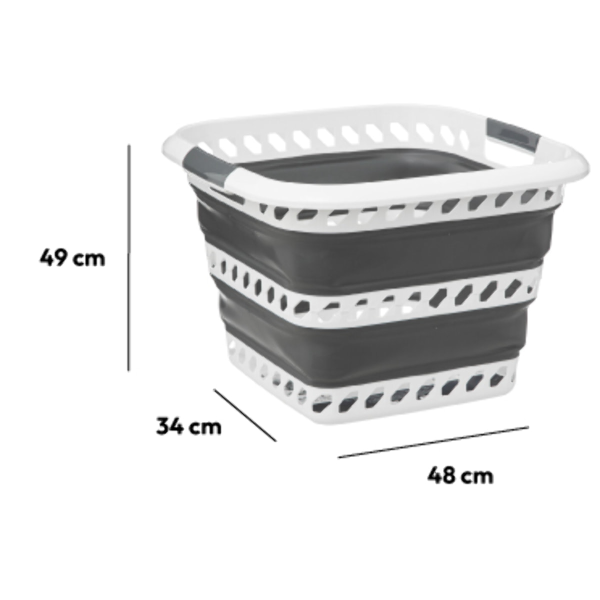 Corbeille à linge pliable 40L - Gris Blanc