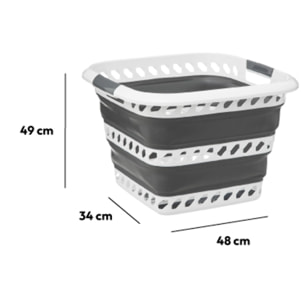 Corbeille à linge pliable 40L - Gris Blanc