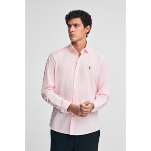 Camisa rosa de poplin y corte slim con logo Rigby Go