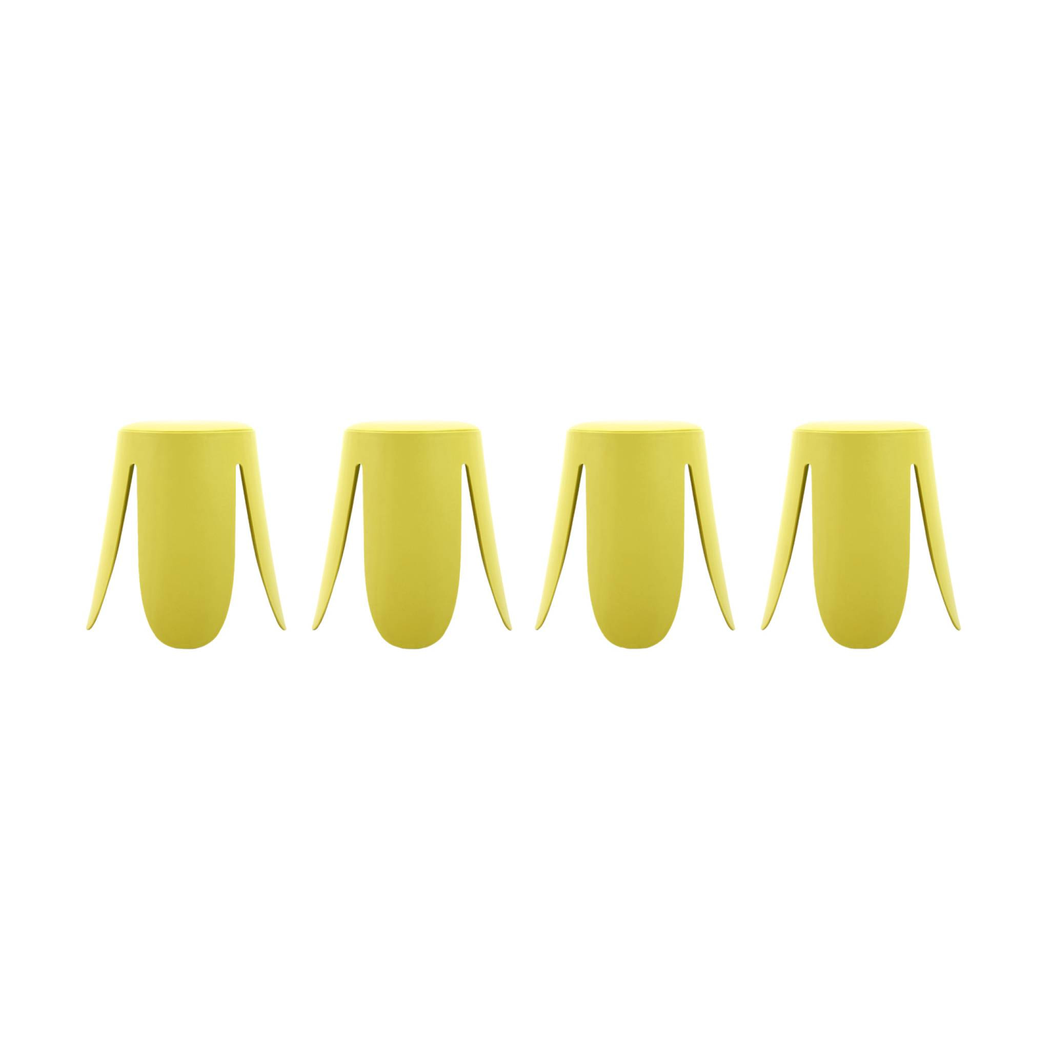 Set de 4 tabourets empilables simili cuir jaune. Niki Ø30 / 44 x H46cm