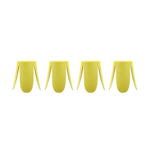 Set de 4 tabourets empilables simili cuir jaune. Niki Ø30 / 44 x H46cm