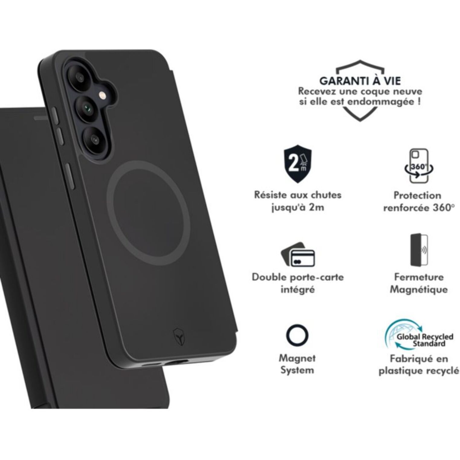 Coque FORCE CASE étui Magnet S26 Noir
