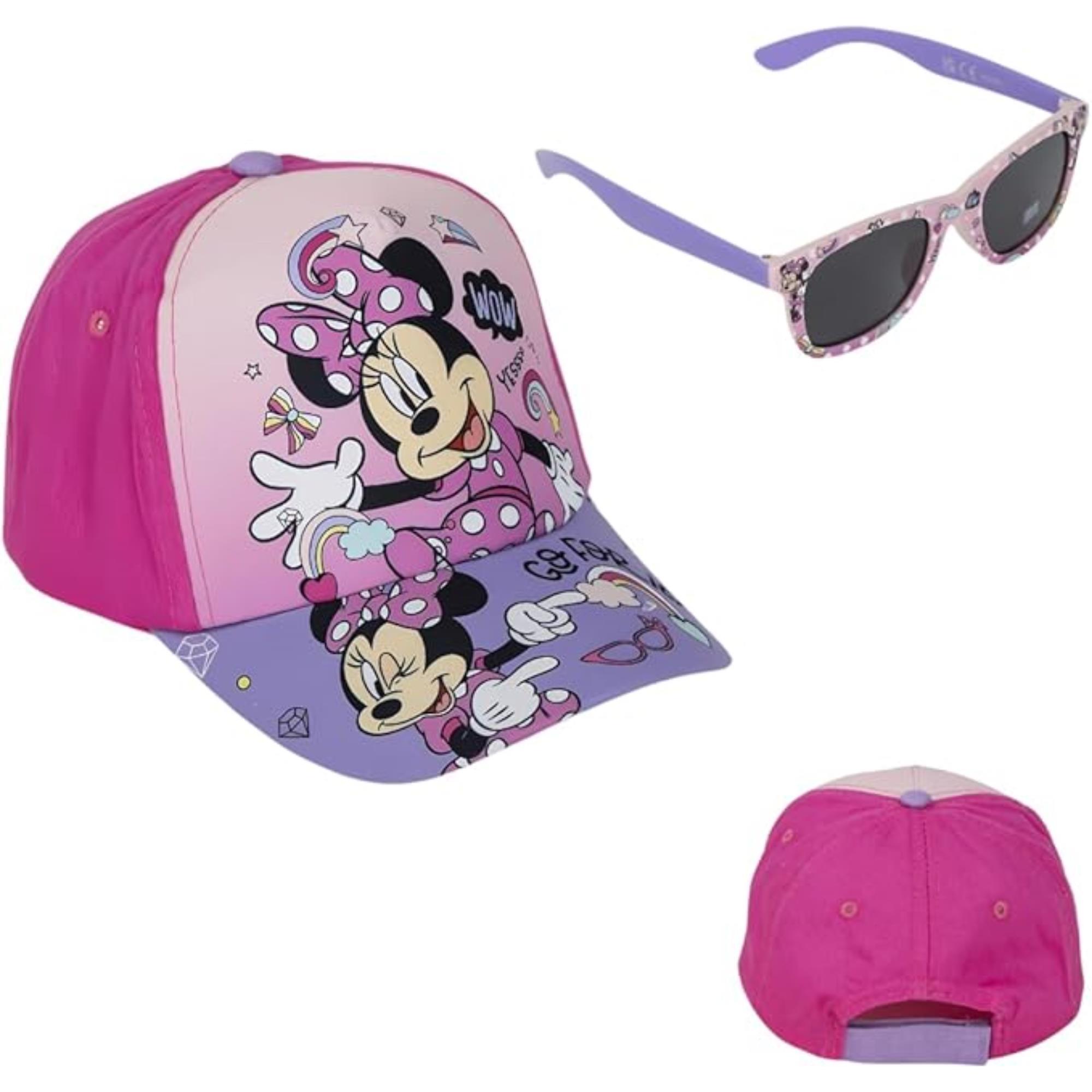 Set gorra y gafas de sol de minnie mouse, multicolor, estándar unisex niños