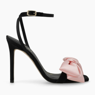 SANDALIAS NEGRAS LAZO ROSA WANS-TE