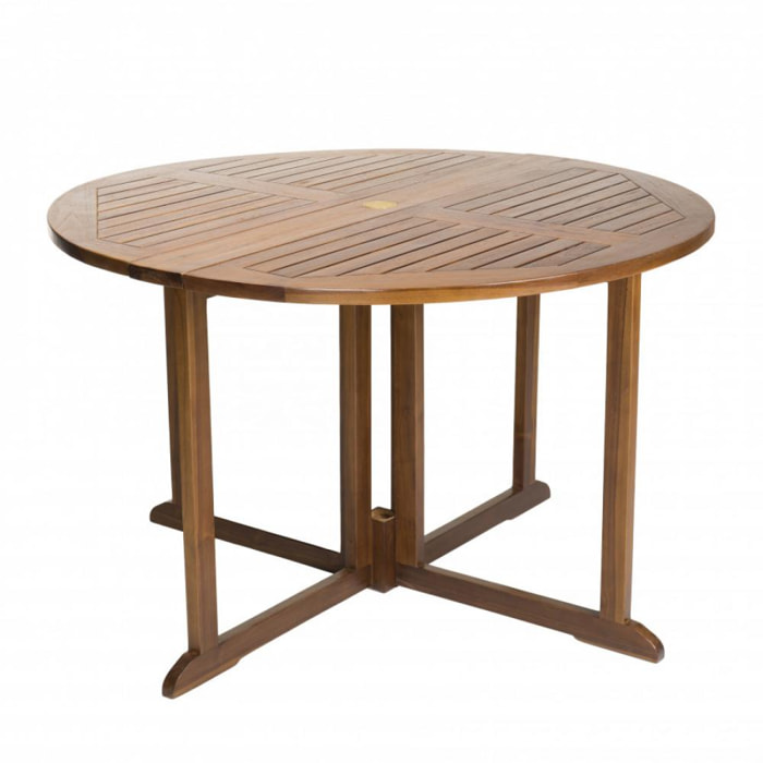 HANNA - Table de jardin 4/5 personnes - table ronde à rabats papillon en bois teck huilé