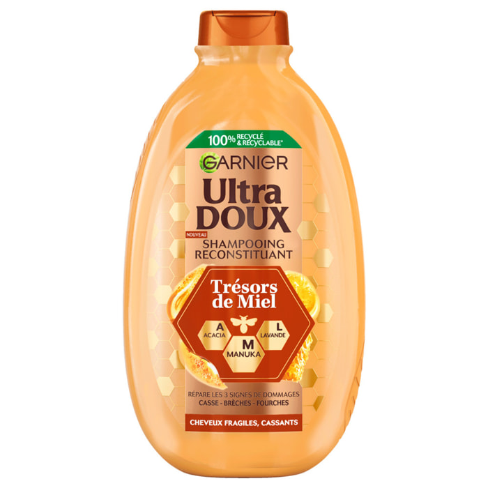 Lot de 6 - Garnier Ultra Doux shampooing reconstituant Trésors de miel 600ml
