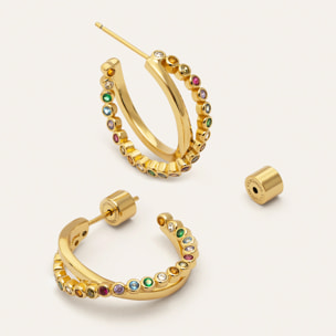 Pendientes Orbit Cross Baño Oro