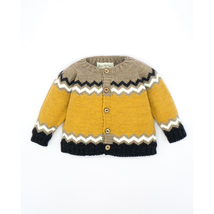 CHAQUETA PUNTO GRECA ZIGZAG BEIGE