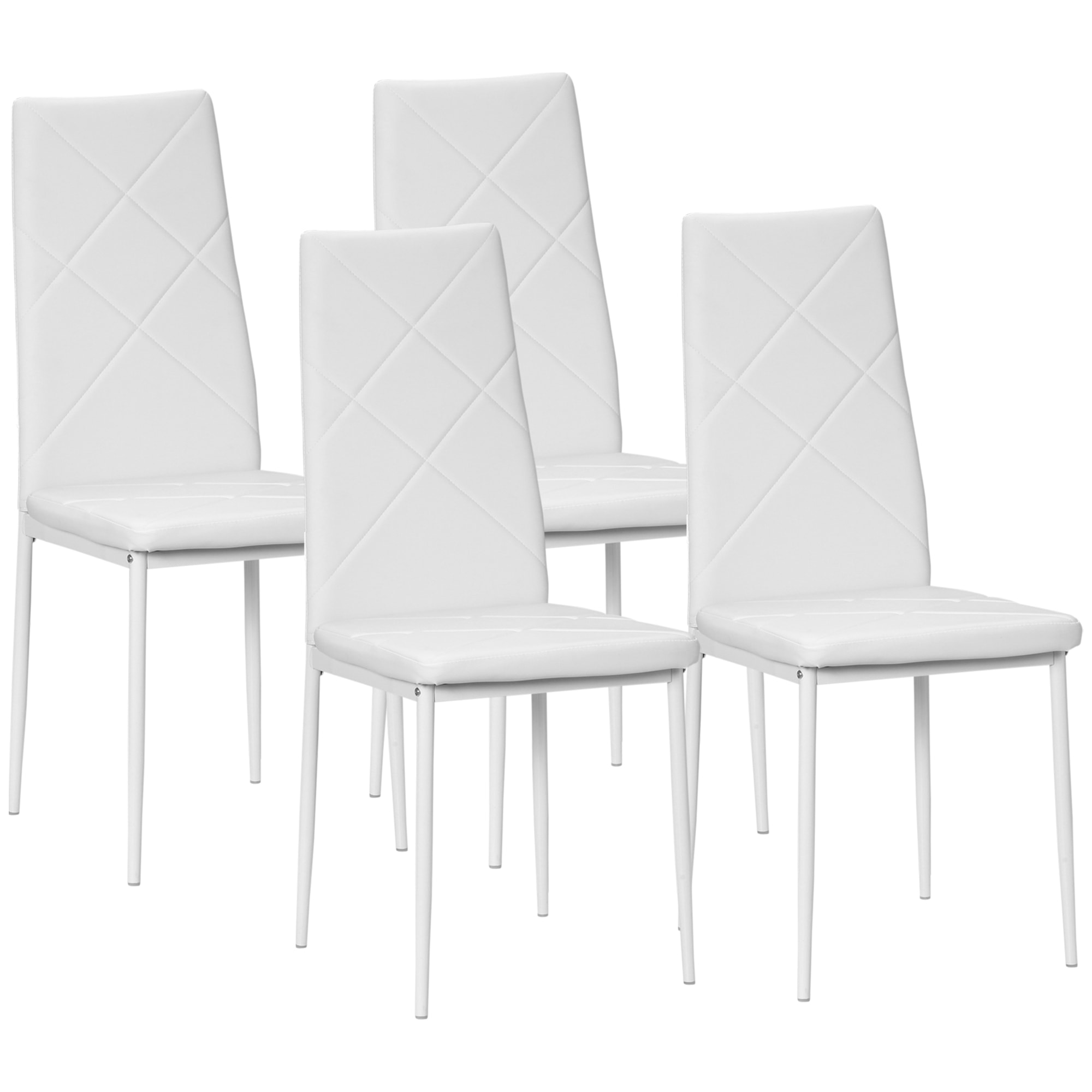 Set de 4 Sillas de Comedor Tapizadas de Piel Sintética 41x50x97 cm Blanco