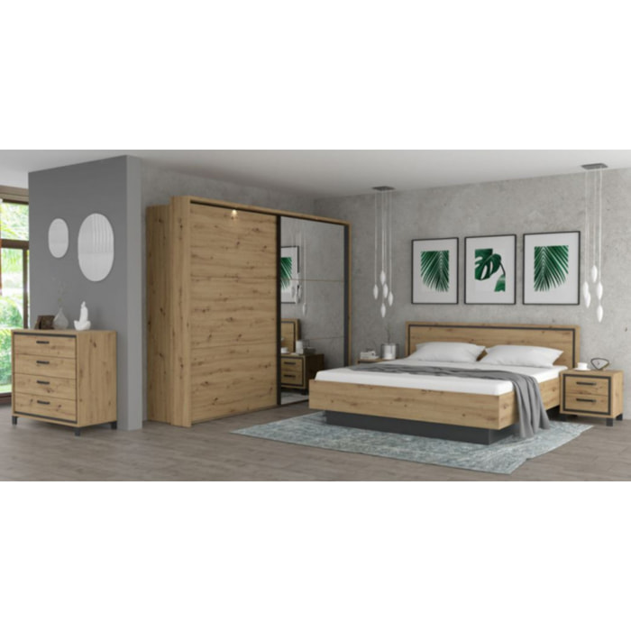 Armoire Dressing 2 portes coulissantes LED & miroir L230cm - IBIZA