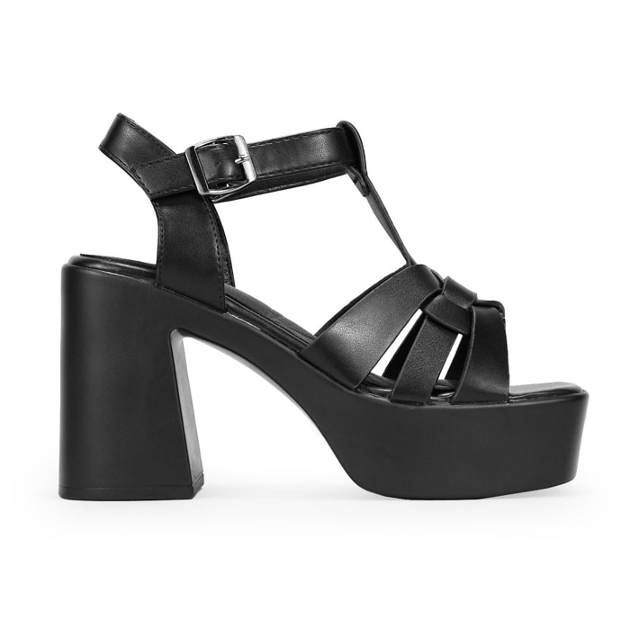 Sandalias de plataforma negras con tacón ancho