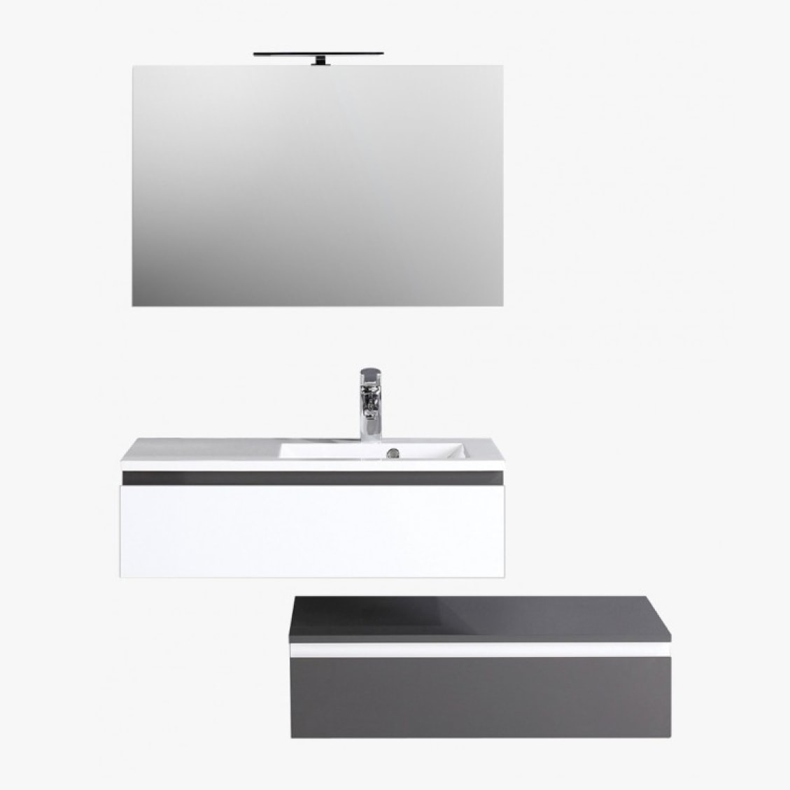 Ensemble de salle de bain 90 cm gris et blanc Aquamare