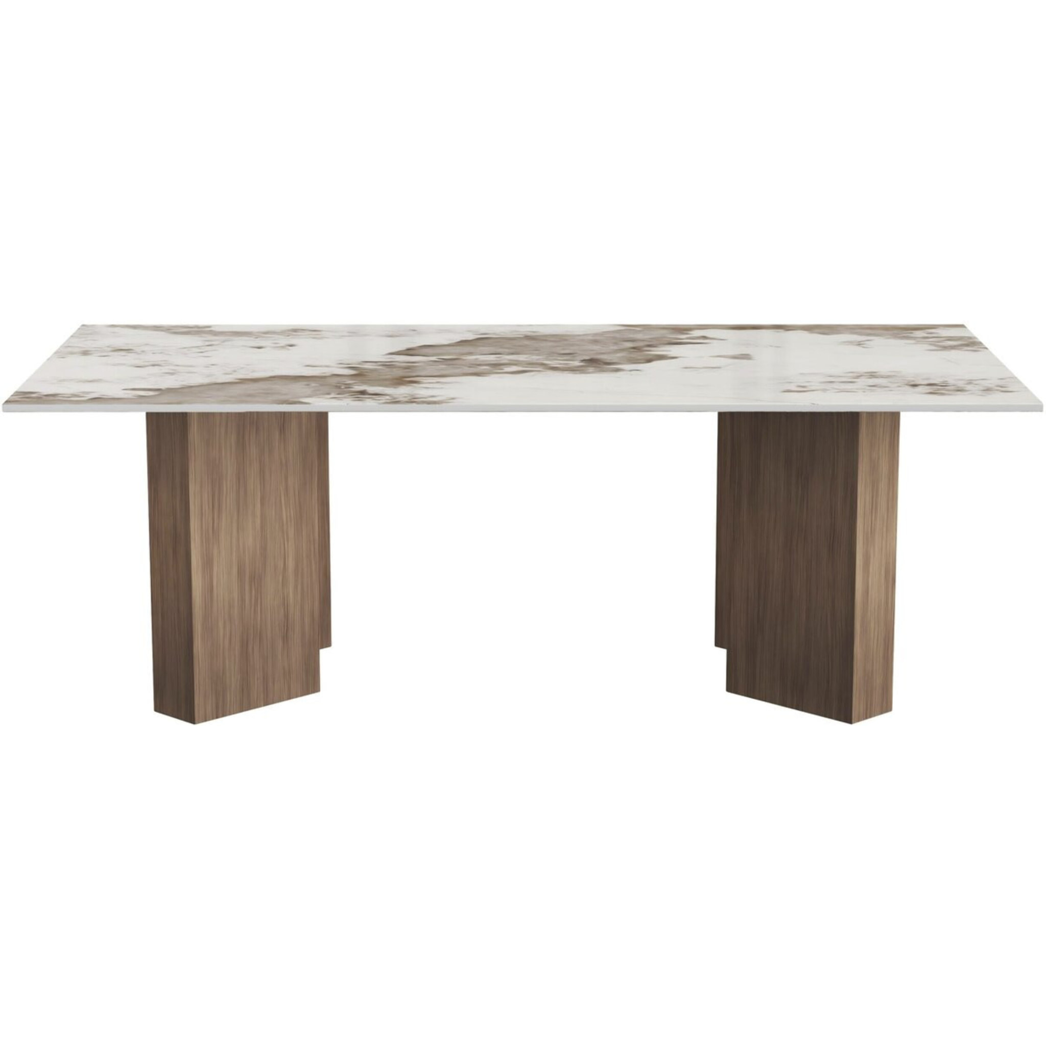 Table basse en bois avec plateau en céramique "Elma" - 120 cm - Marron
