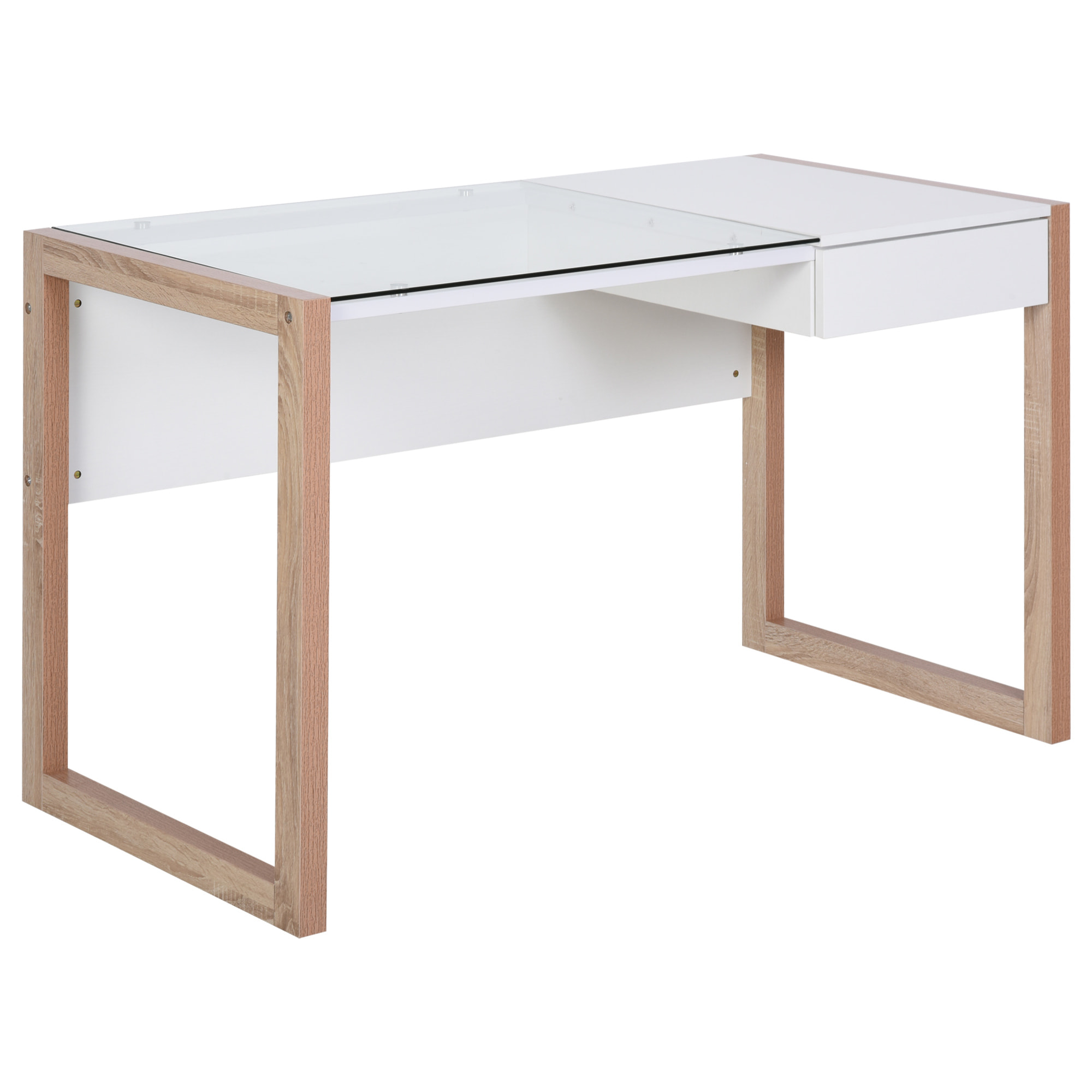 Bureau Informatique 120 x 60 x 75 cm Blanc et Bois