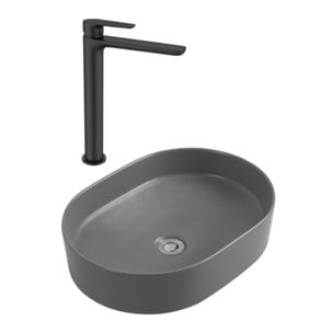 PixL 50x36,5x12 cm vasque à poser + Swiss Aqua Technologies Mood mitigeur lavabo XL + Ceramia PixL bonde (CEPX50GRMSAT285C)