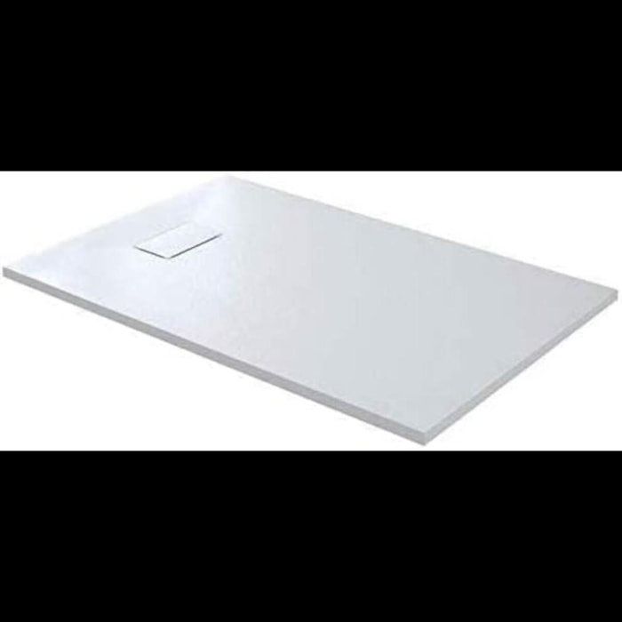 Piatto Doccia Spessore 2.6 Cm Resina SMC Effetto Pietra Stone Ardesia Antiscivolo Riducibile Filopavimento Con Griglia Di Copertura Bianco 90x180 Cm