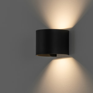 FORLIGHT Axis Round - 2 Apliques de pared Iluminación LED Exterior para Terrazas, Jardines y Balcones ON/OFF 3000K en Color Negro