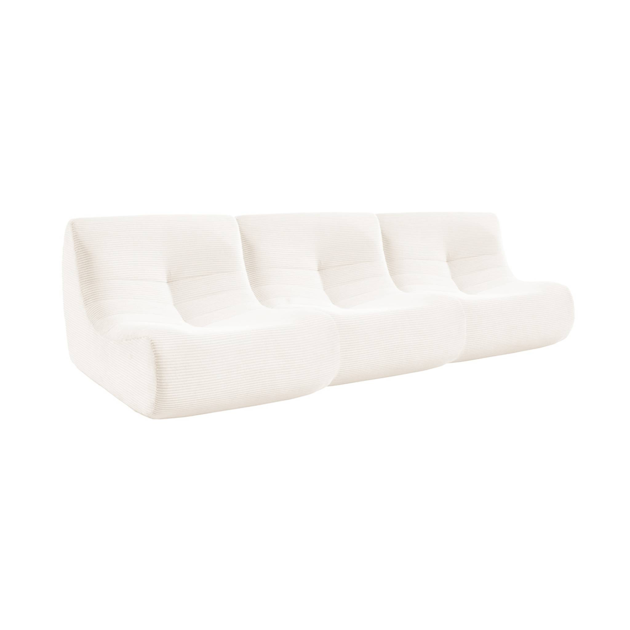 Chauffeuse velours côtelé 3 places crème L 91 x P 105 x H 72 cm - SOKOL