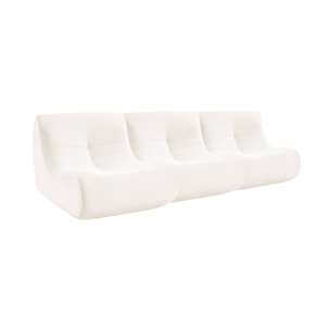 Chauffeuse velours côtelé 3 places crème L 91 x P 105 x H 72 cm - SOKOL