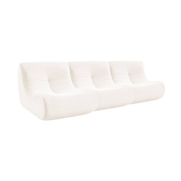 Chauffeuse velours côtelé 3 places crème L 91 x P 105 x H 72 cm - SOKOL