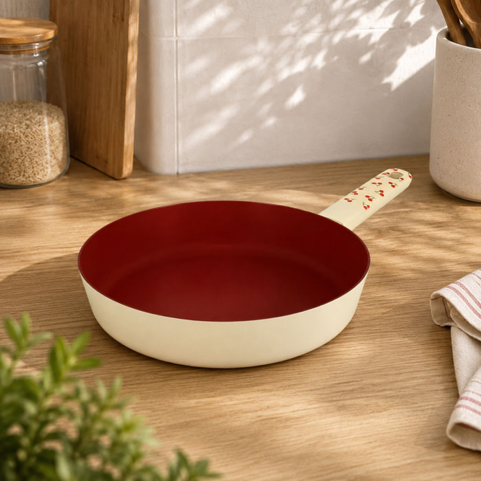 Poêle 24cm en aluminium cerise - tous feux CERISE