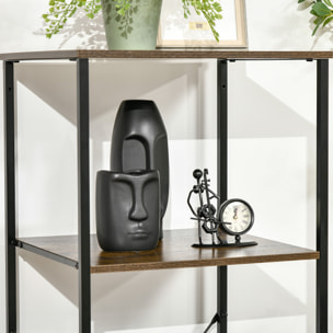 Meuble colonne design industriel - 3 tiroirs, 3 étagères - châssis acier noir MDF aspect bois avec veinage