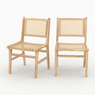 Lot de 2 chaises en bois de teck et rotin - Kyla