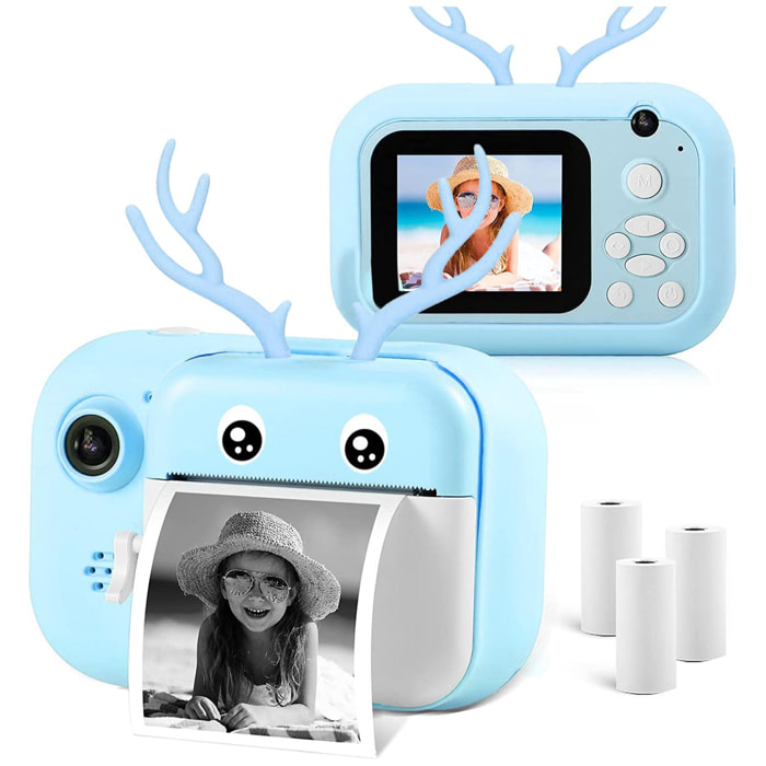 Fotocamera digitale Deer per foto da 40 megapixel e video da 2,5 K per bambini. Stampa istantanea delle tue foto preferite. Doppia fotocamera, per i selfie.