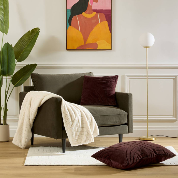 Coussin Arka rectangulaire 50x80cm effet fausse fourrure marron