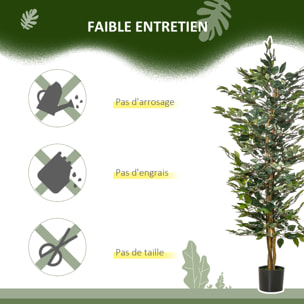 Arbre artificiel plante artificiel ficus hauteur 1,5 m tronc branches liane lichen feuilles grand réalisme pot inclus