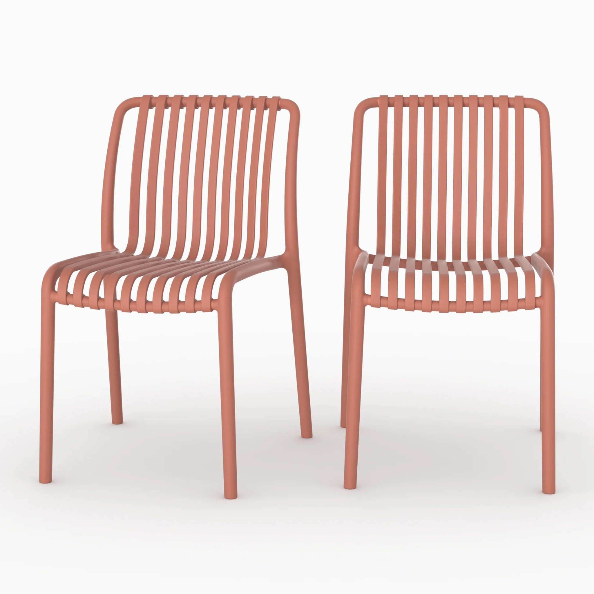 Lot de 2 chaises de jardin empilables en plastique terracotta - Duli