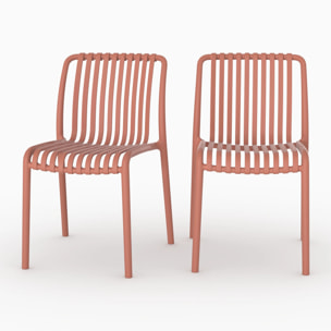 Lot de 2 chaises de jardin empilables en plastique terracotta - Duli