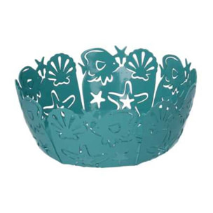 Cestina in metallo cavalluccio verde acqua tondo cm ø20h7