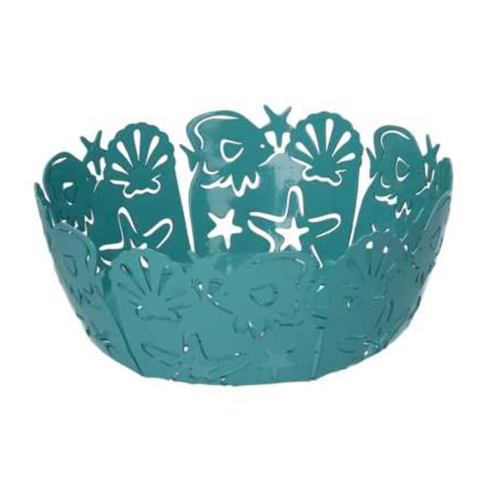 Cestina in metallo cavalluccio verde acqua tondo cm ø20h7