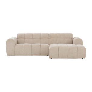 ALINE Canapé d'angle 3 places nuage en velours beige