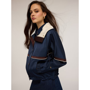 Motivi - Chaqueta de nylon con capucha - Azul