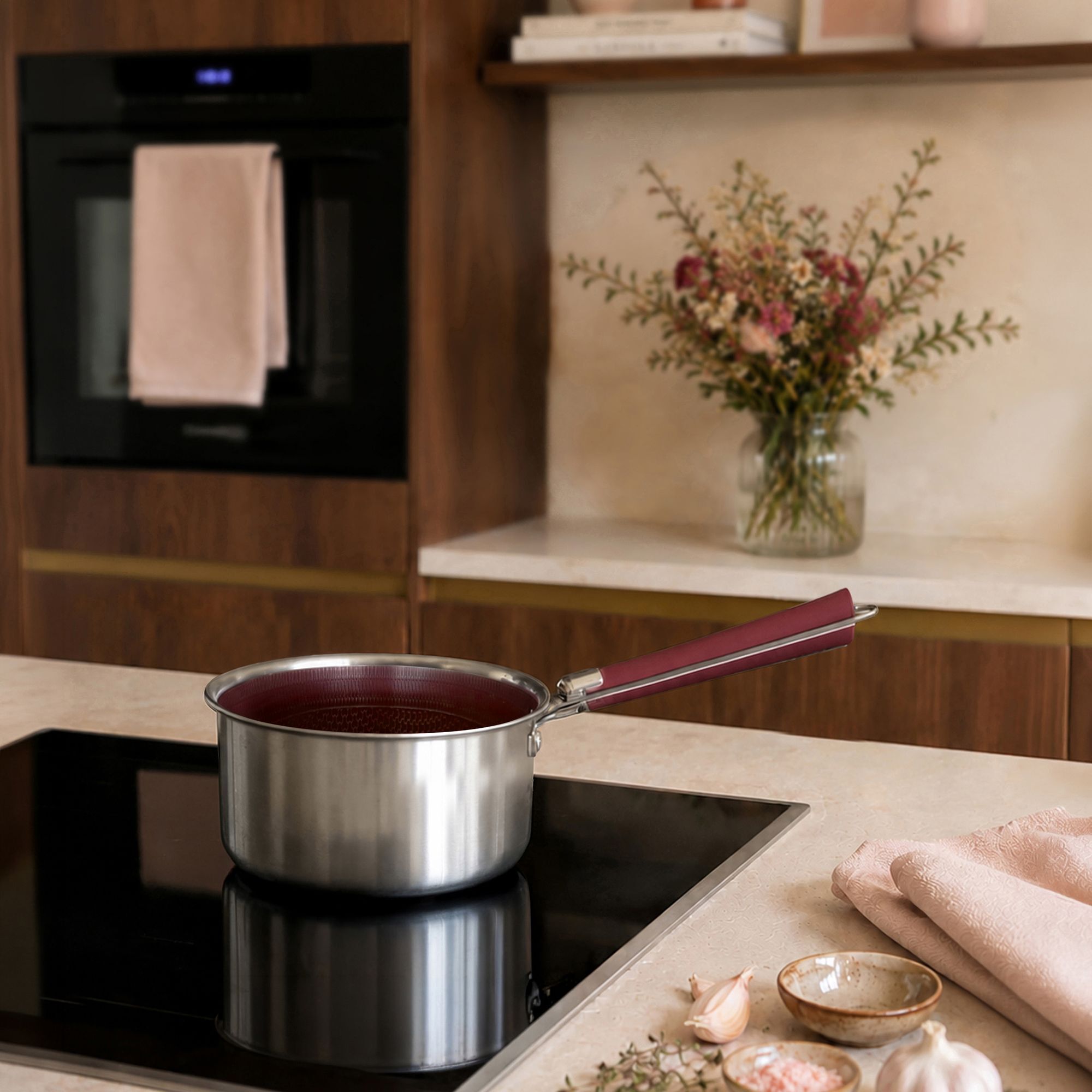 Casserole 16cm en acier inoxydable lie de vin AGLAE