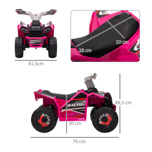 Quad Eléctrico para Niños 6V, Quad para Niños de 18-36 Meses con Avance y Retroceso, Velocidad de 2,5 km/h, Rosa