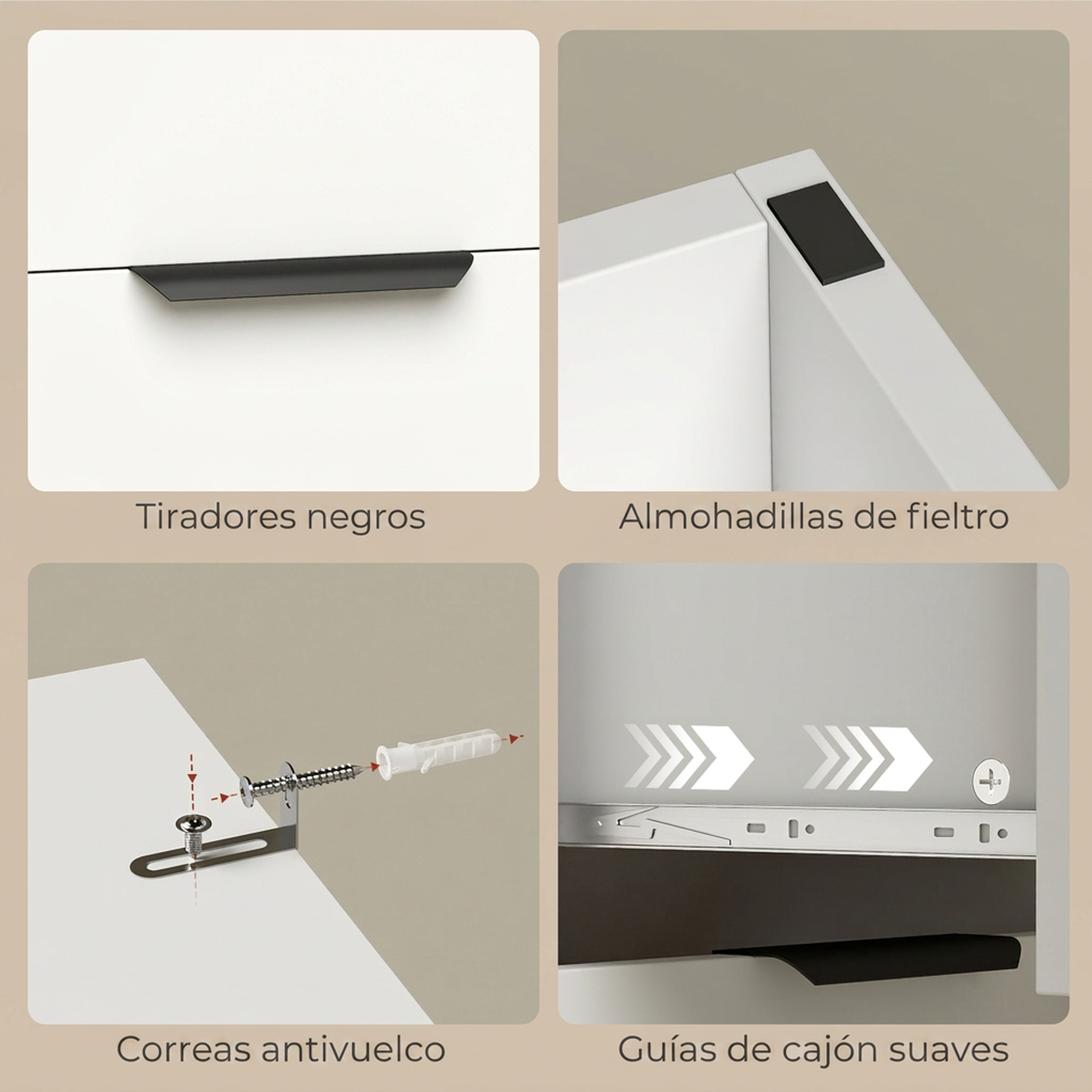 HOMCOM Aparador, Aparador de Salón Estrecho con 3 Cajones y Puerta de Cierre Suave, Armario de Cocina de Almacenaje Moderno, para Entrada, Comedor, 60x30x70 cm, Blanco