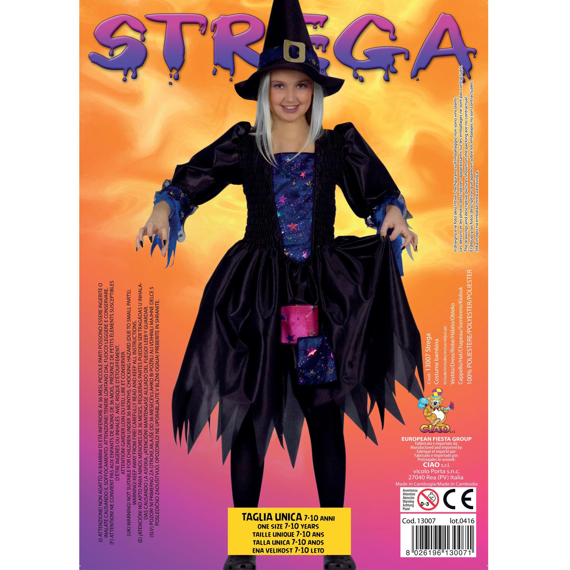 Travestimento Costume Halloween Strega Nero Bambina