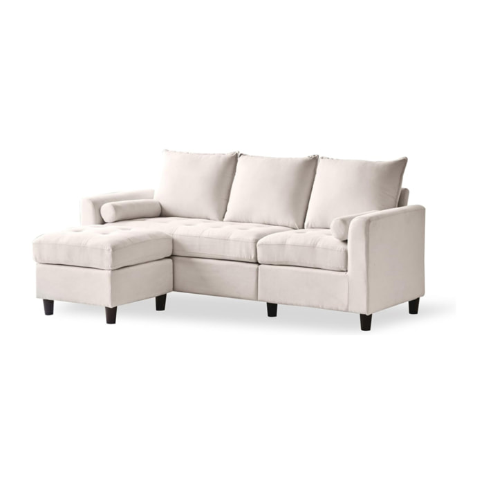 CHARLES - Canapé 3 places en tissu avec pouf beige
