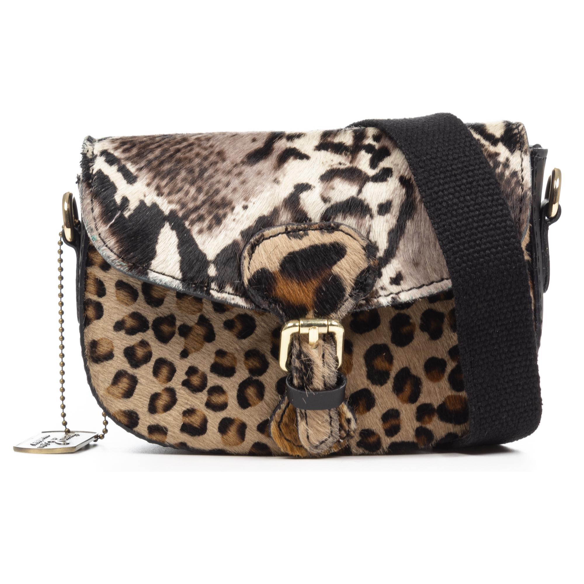 Annone bolso bandolera mujer. Piel auténtica acabado Cavallino animal print.