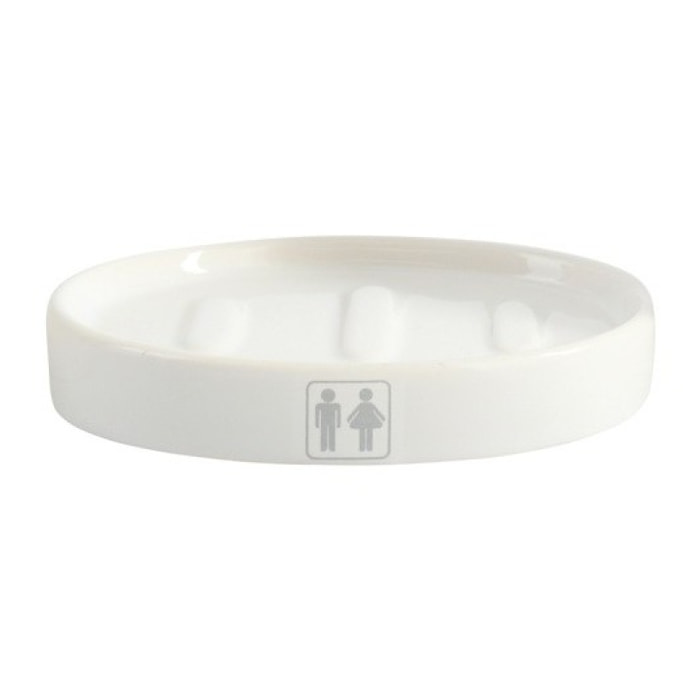 Porte Savon Céramique H/F Blanc & Gris MSV