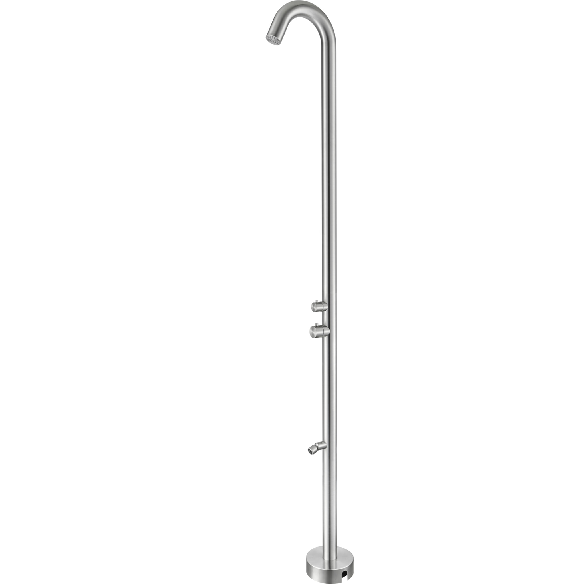 Douche extérieure NATUREL inox 316L 229 cm - rince-pieds - piscine & jardin (TS1002)