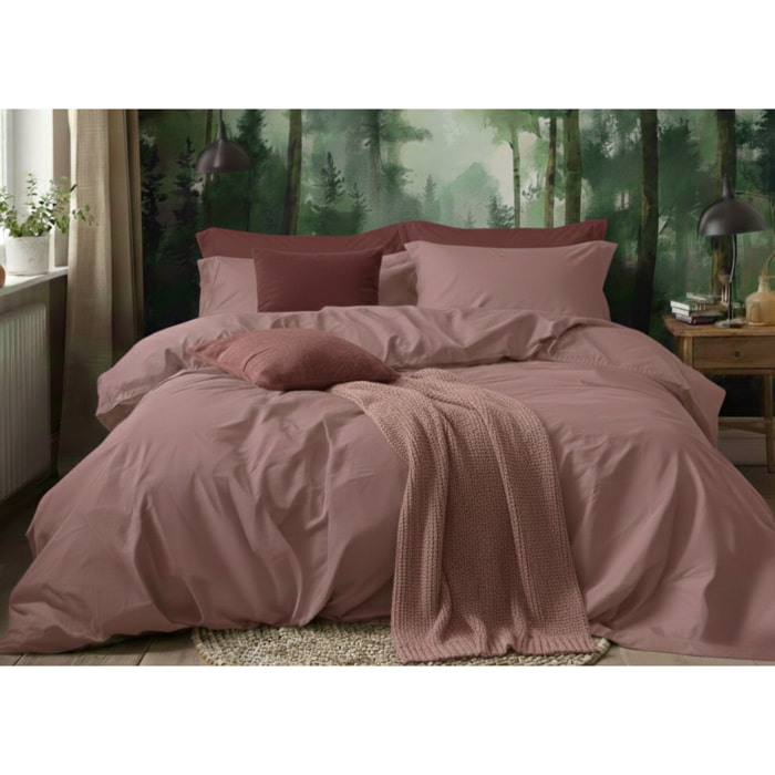 Parure Copripiumino Estate/Inverno 100% Raso Cotone Tinta Unita Rosa 05 GI