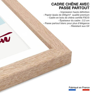 Poster retro chope à st anton Affiche + cadre en bois - Chêne