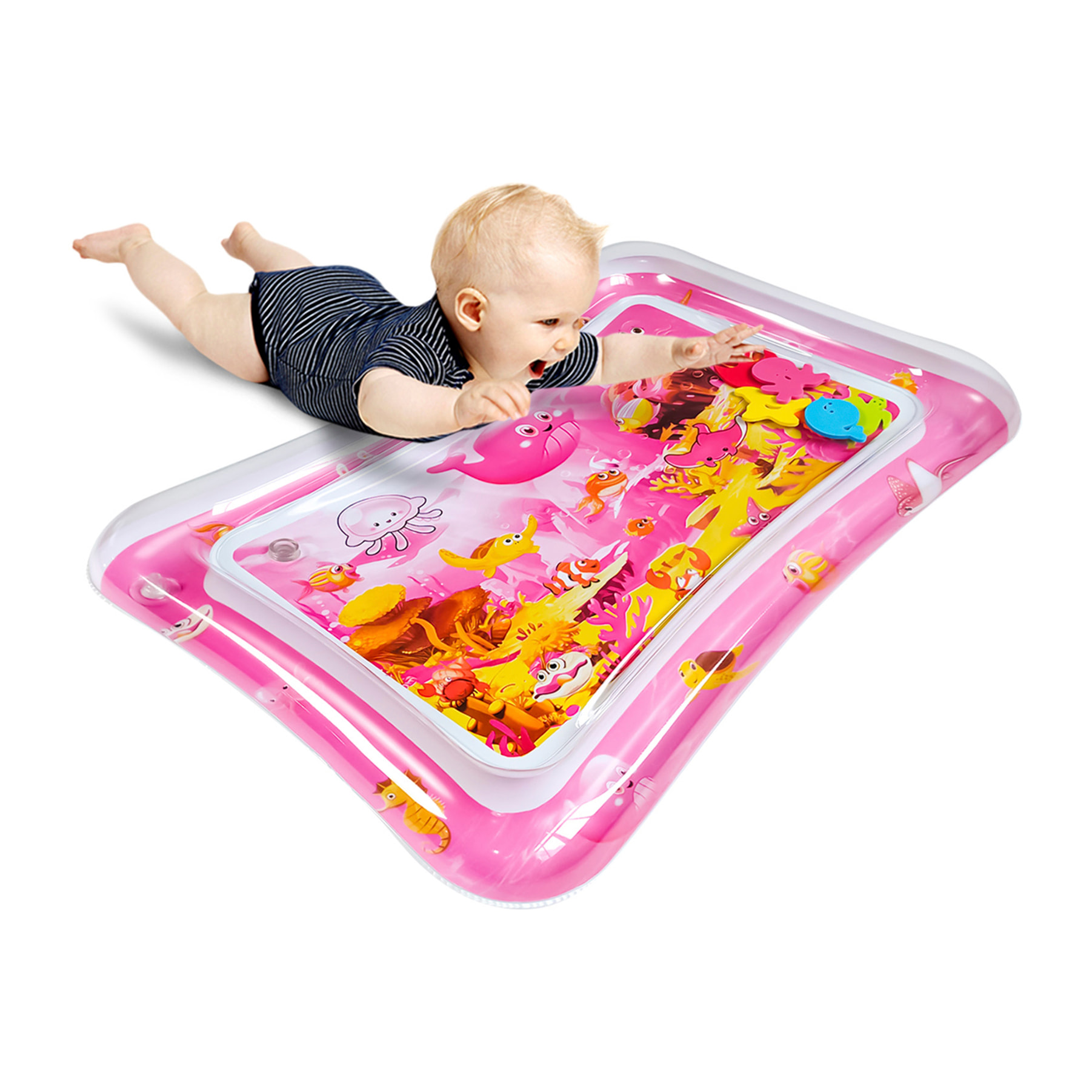 DAM Colchoneta hinchable infantil diseño fondo marino rosáceo. 70x50cm. 70x50x9 Cm. Color: Rosa Oscuro