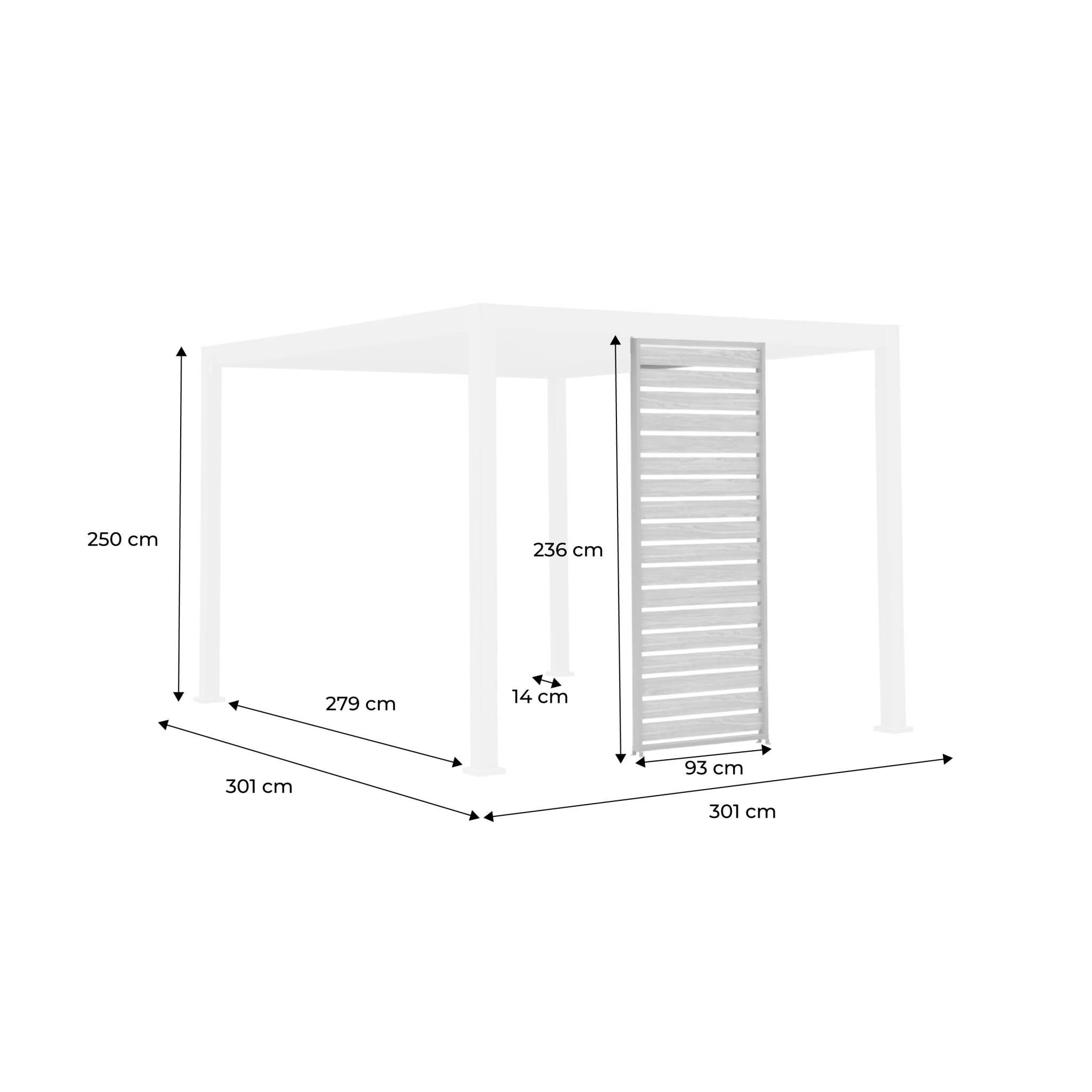 Persienne 100 cm pour pergola bioclimatique Triomphe aluminium effet bois anthracite