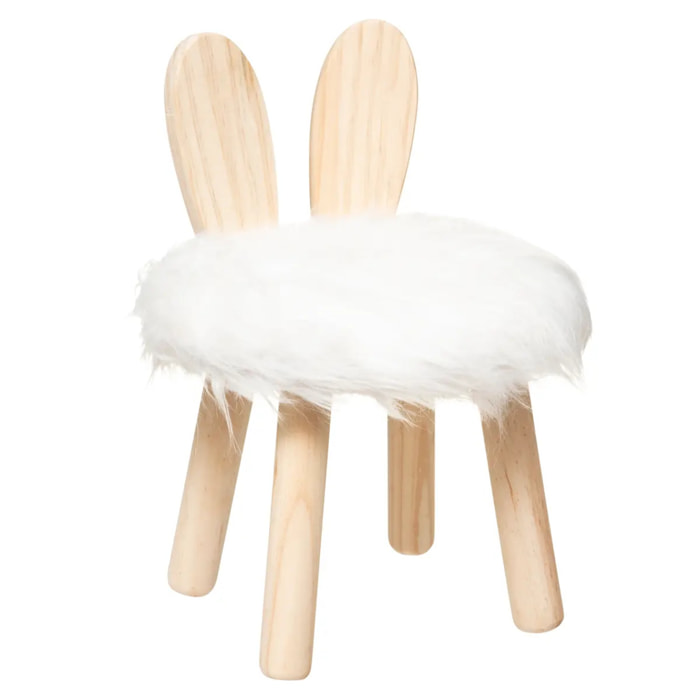 Tabouret enfant "Lapin" - blanc - fausse fourrure