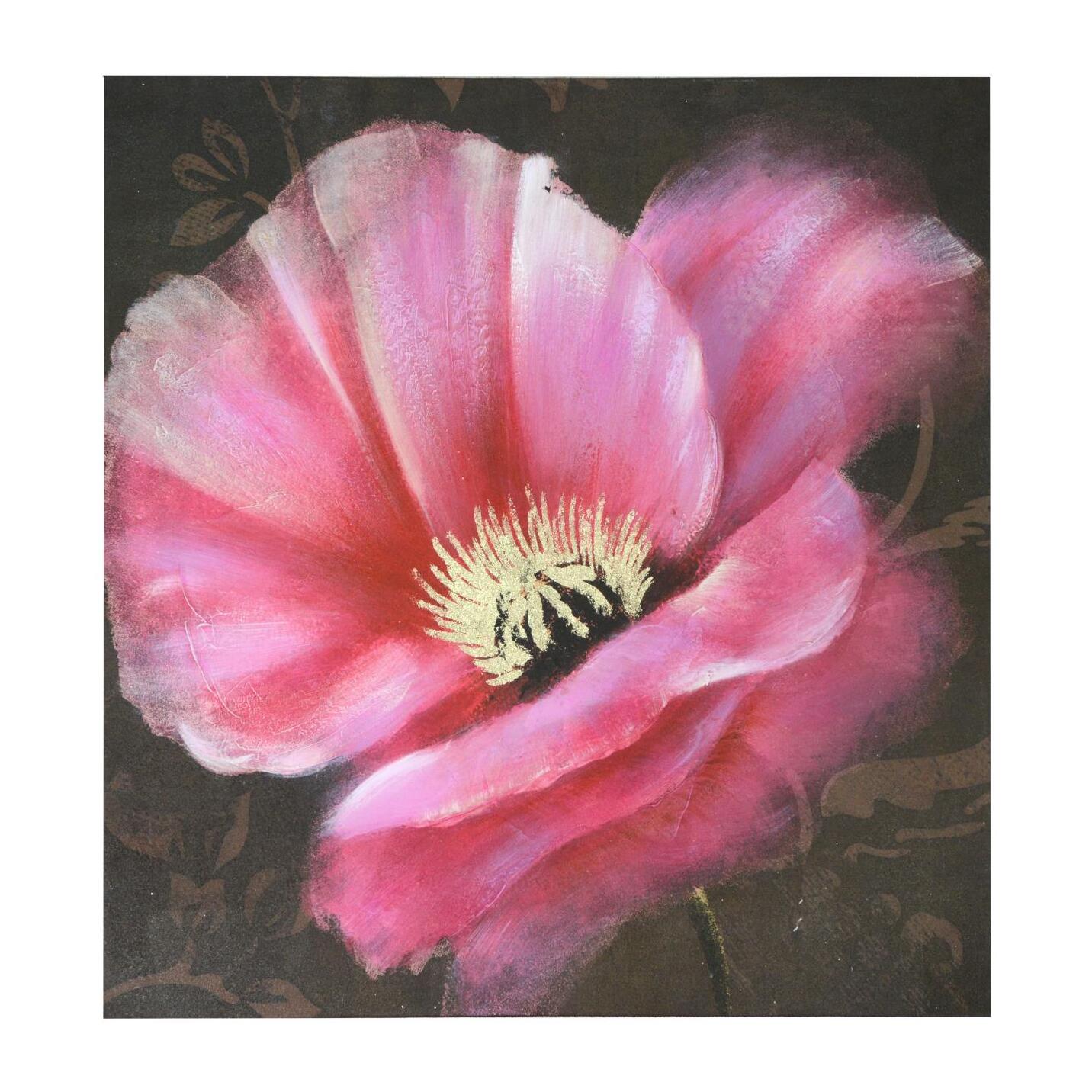 Quadro dipinto fiore rosa cm80x80x4